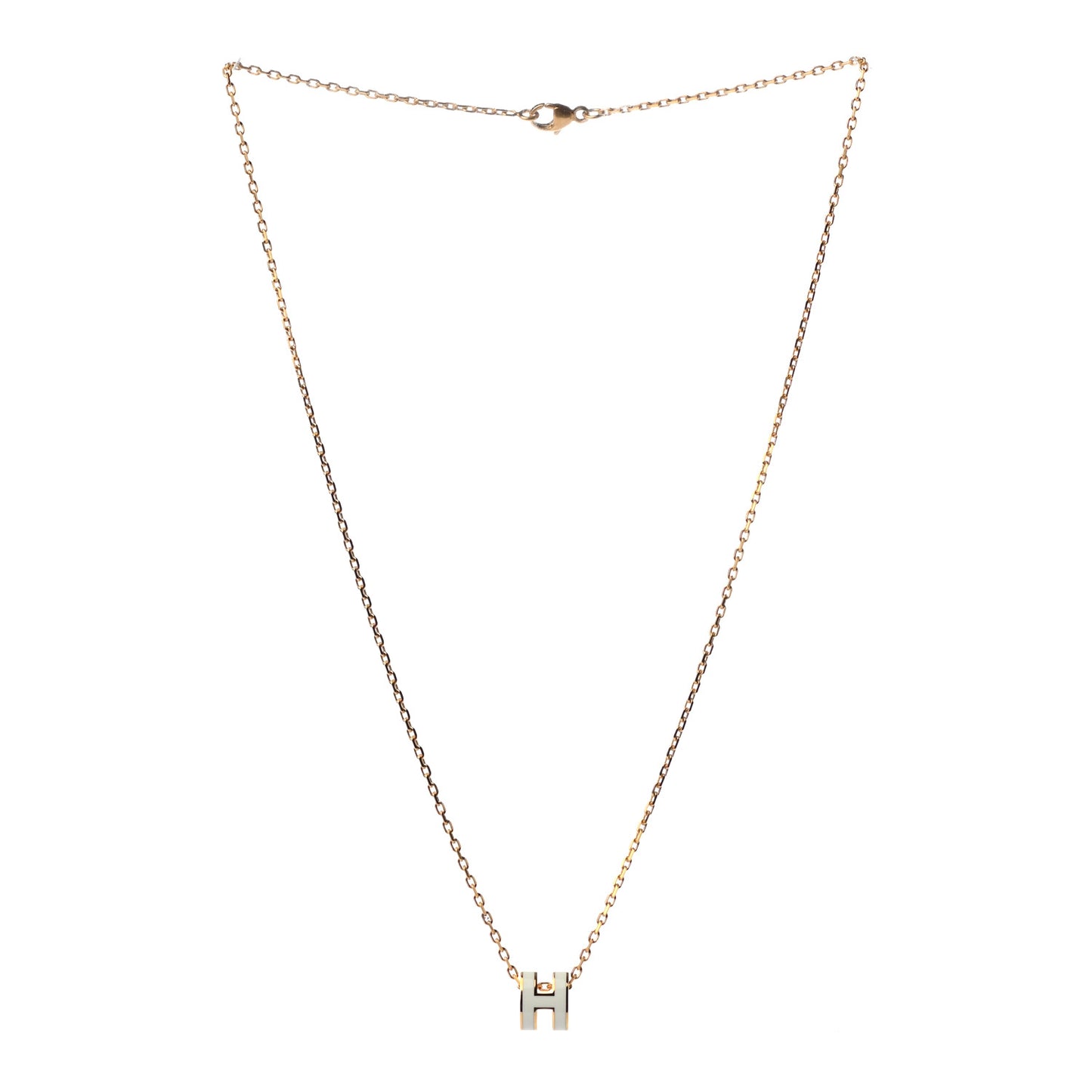 Lacquered Gold Mini Pop H Pendant Necklace White