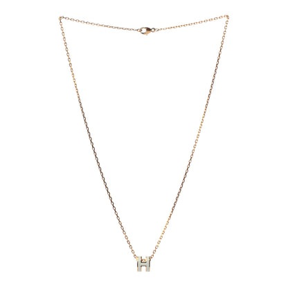 Hermes Lacquered Gold Mini Pop H Pendant Necklace White 3 of 5