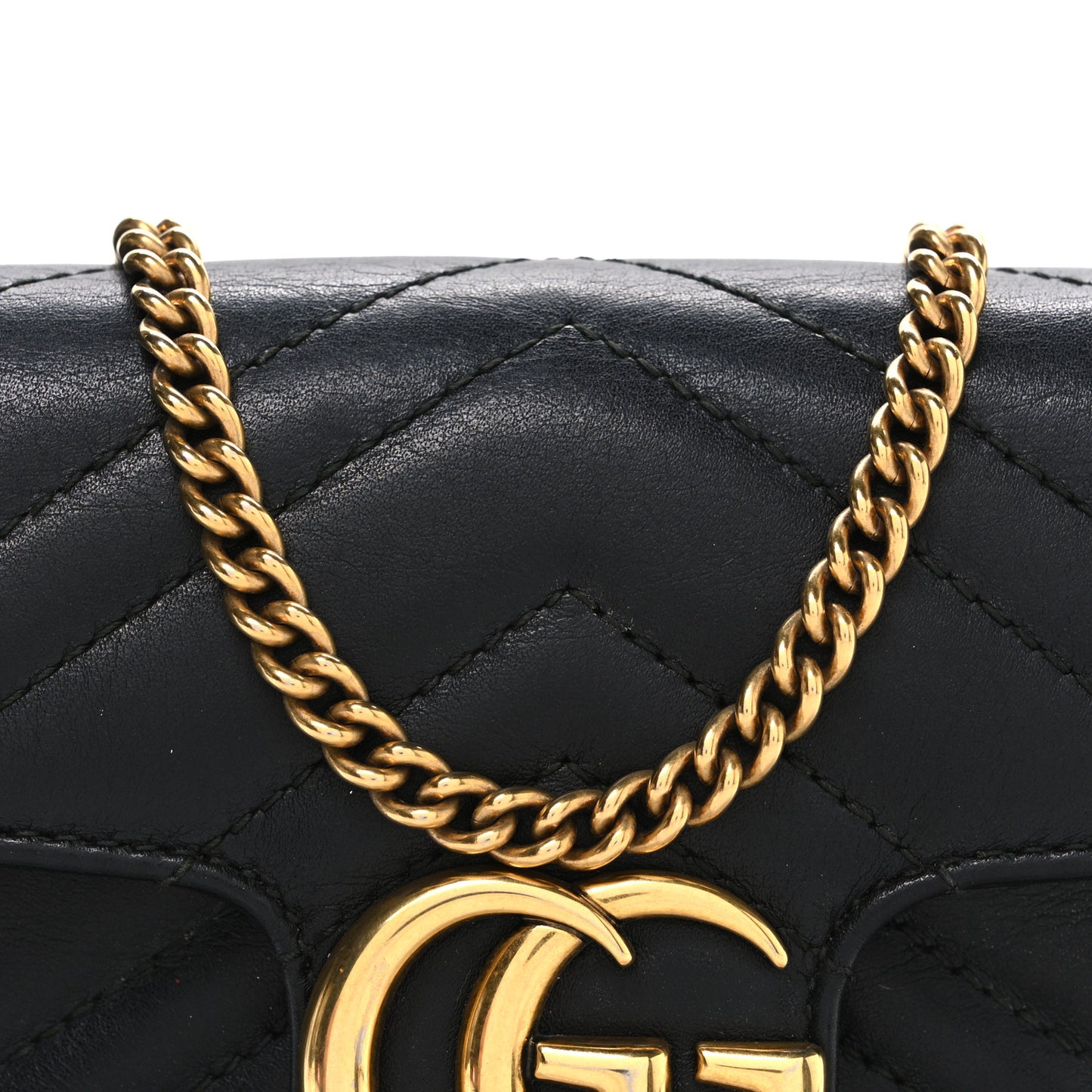 Calfskin Matelasse Super Mini GG Marmont Shoulder Bag Black Black