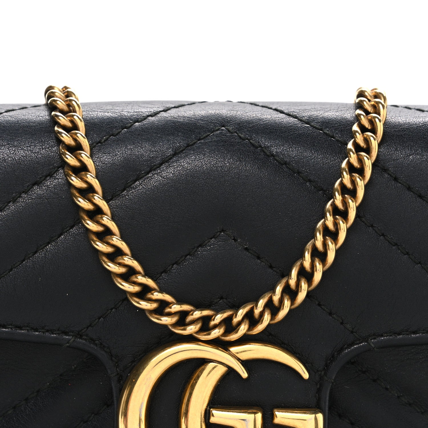 Gucci Calfskin Matelasse Super Mini GG Marmont Shoulder Bag Black Black 8 of 10