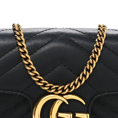 Gucci Calfskin Matelasse Super Mini GG Marmont Shoulder Bag Black Black 8 of 10