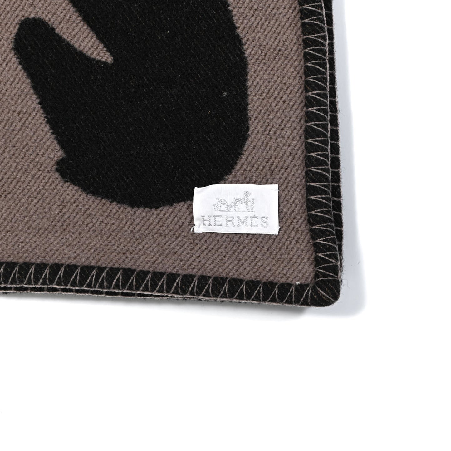 Wool Cashmere Samarcande Blanket Black Ecru