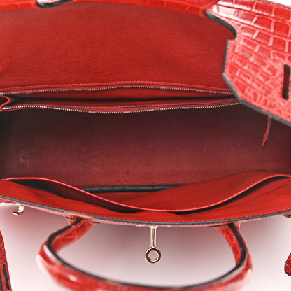 Hermes Matte Porosus Crocodile Birkin 30 Rouge H 5 of 17
