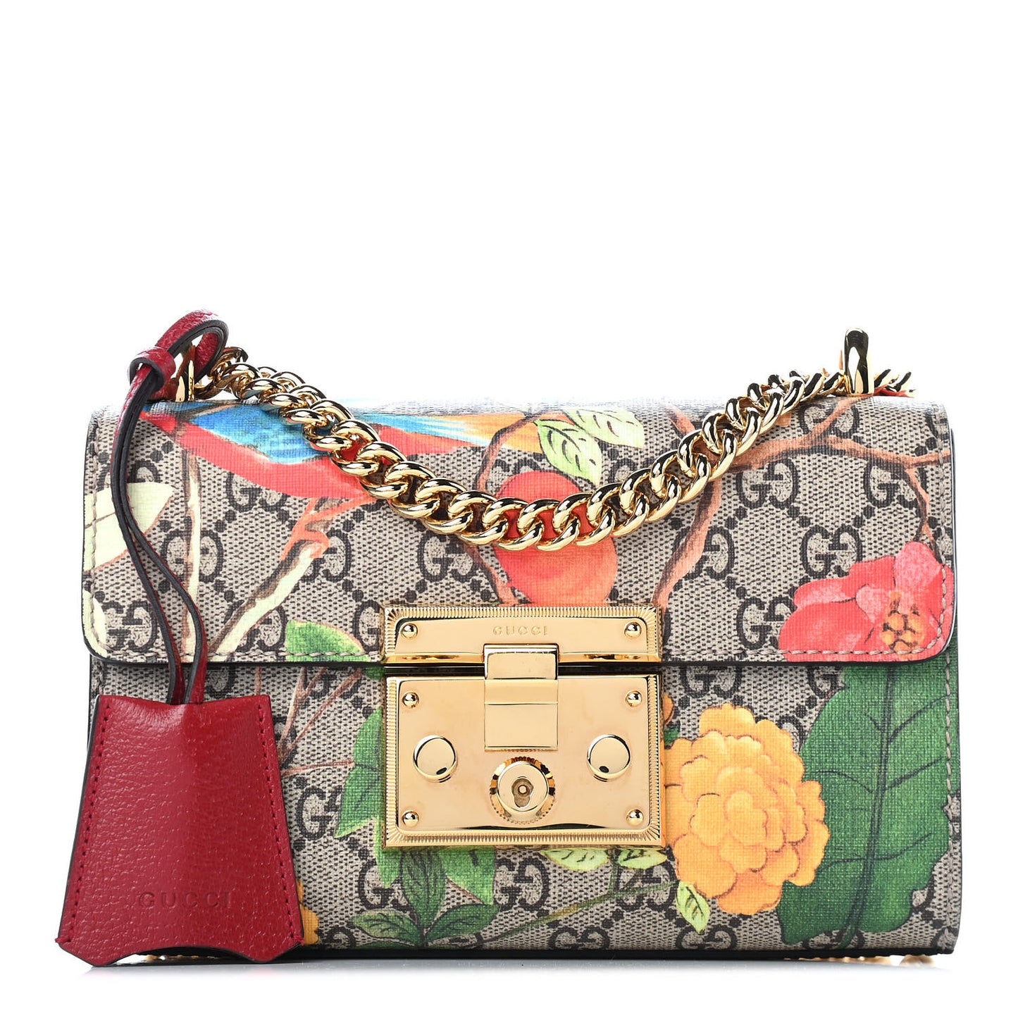 GG Supreme Monogram Tian Small Padlock Shoulder Bag Beige Multicolor New Acero