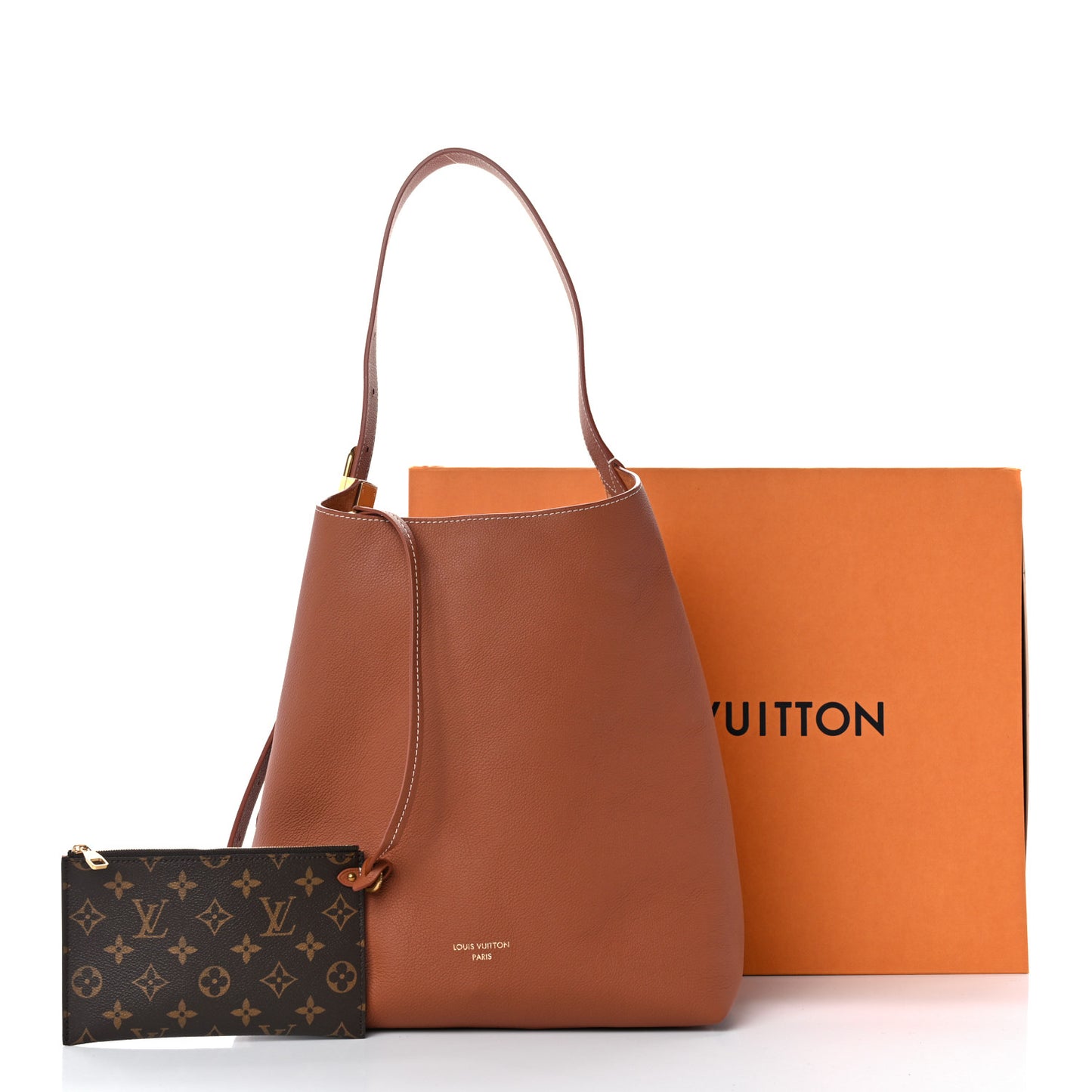 Grained Calfskin Low Key Hobo MM Cognac