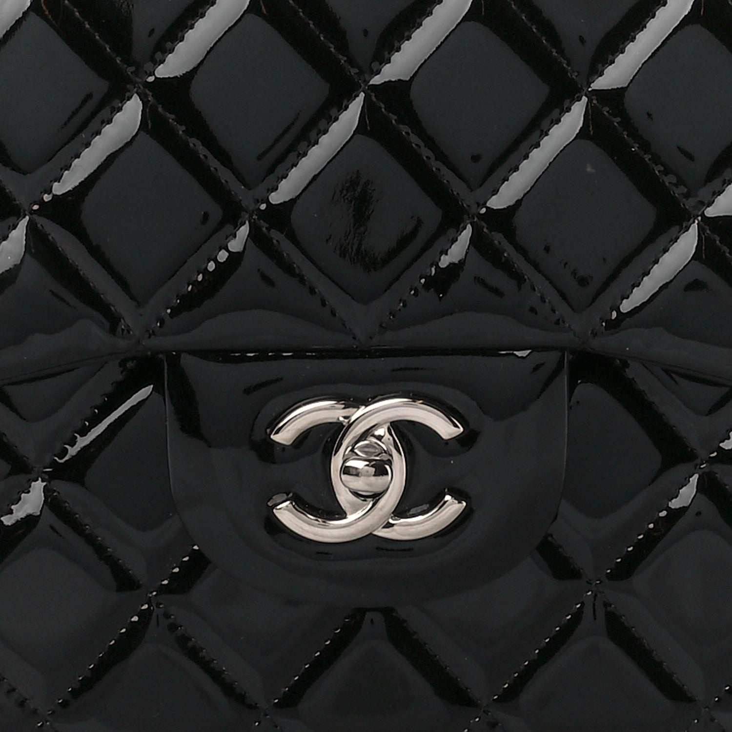 Chanel Patent Quilted Jumbo Double Flap Black 9 of 12