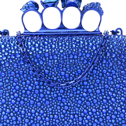 Alexander McQueen Crystal Jeweled Knuckle Duster Box Clutch Electric Blue 7 of 9
