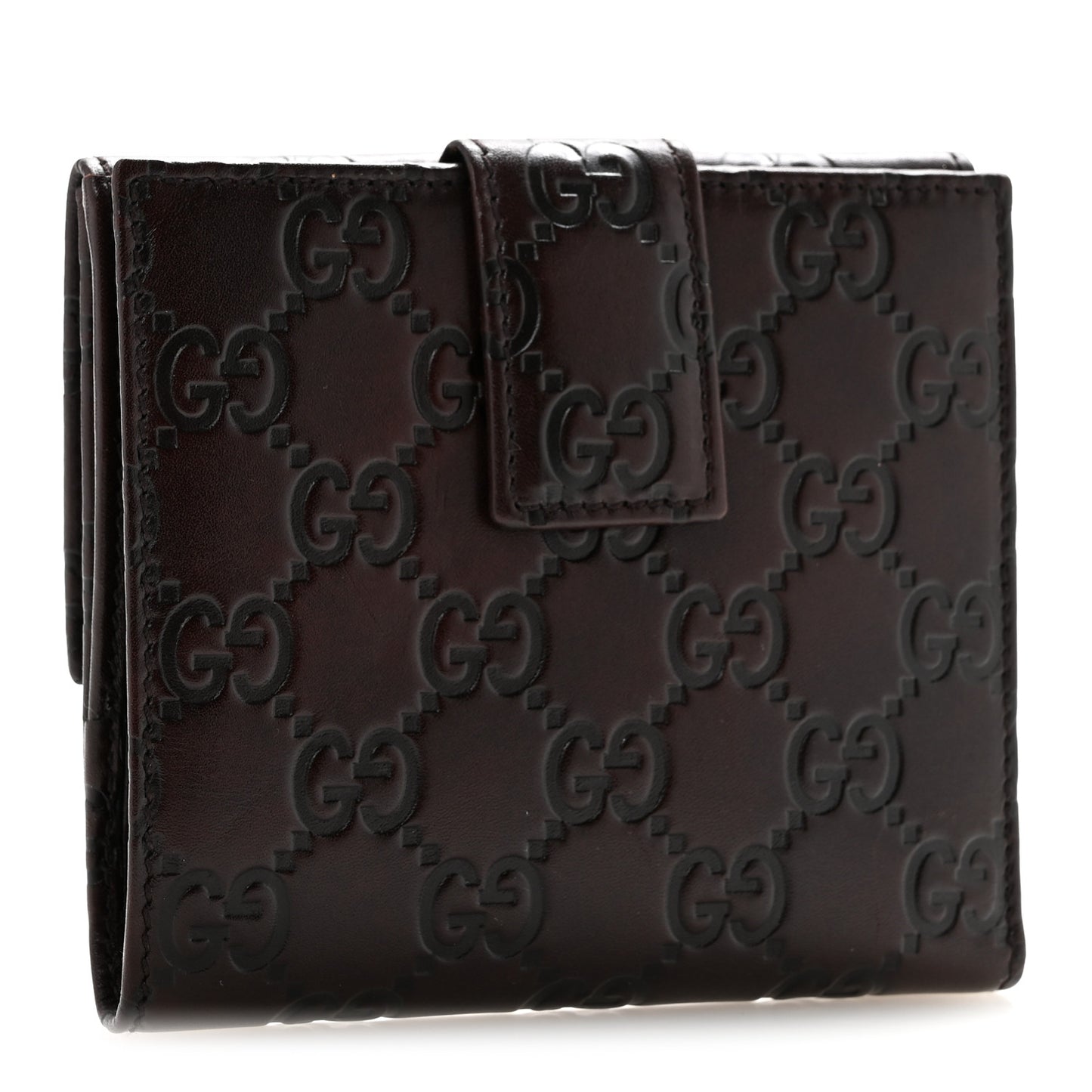 Guccissima Metal Bar French Flap Wallet Dark Chocolate