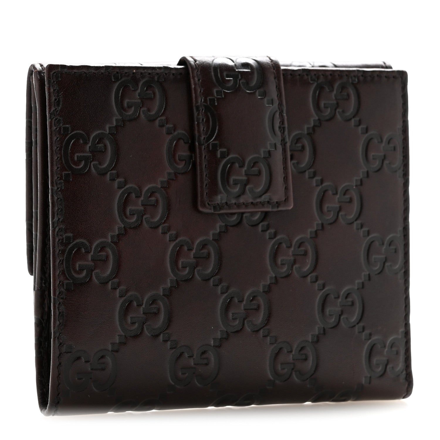 Gucci Guccissima Metal Bar French Flap Wallet Dark Chocolate 3 of 9