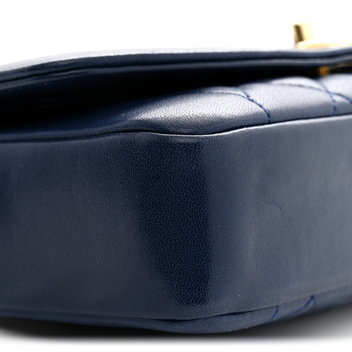 Lambskin Quilted Small Single Flap Navy