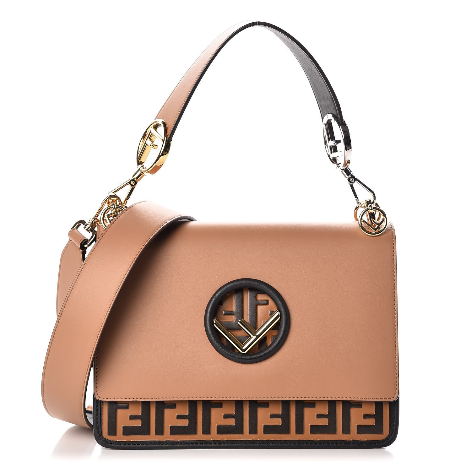 Fendi Vitello Century F is Fendi FF Embossed Kan I Shoulder Bag Orzo Tobacco 1 of 11