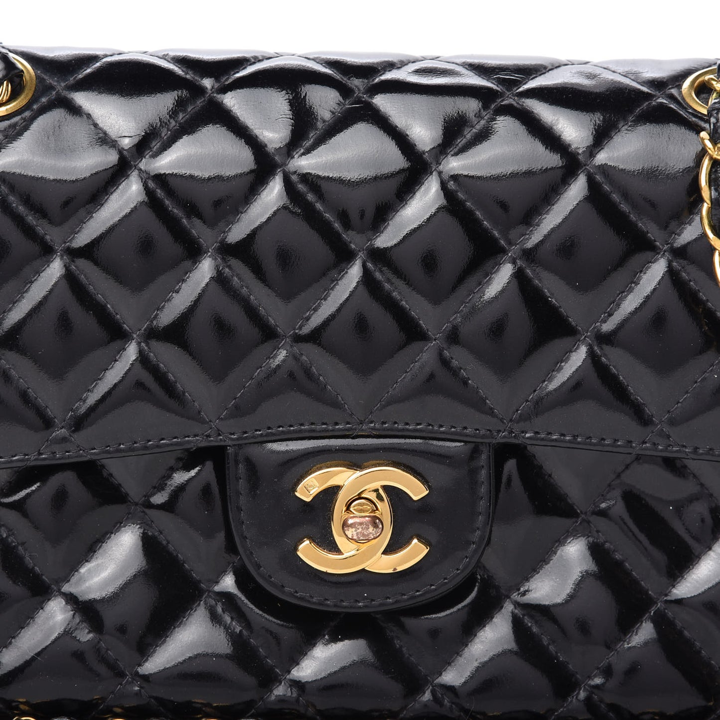 Patent Quilted Small Double Sided Flap Black