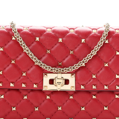 Valentino Garavani Lambskin Rockstud Spike Wallet on Chain Red 7 of 9