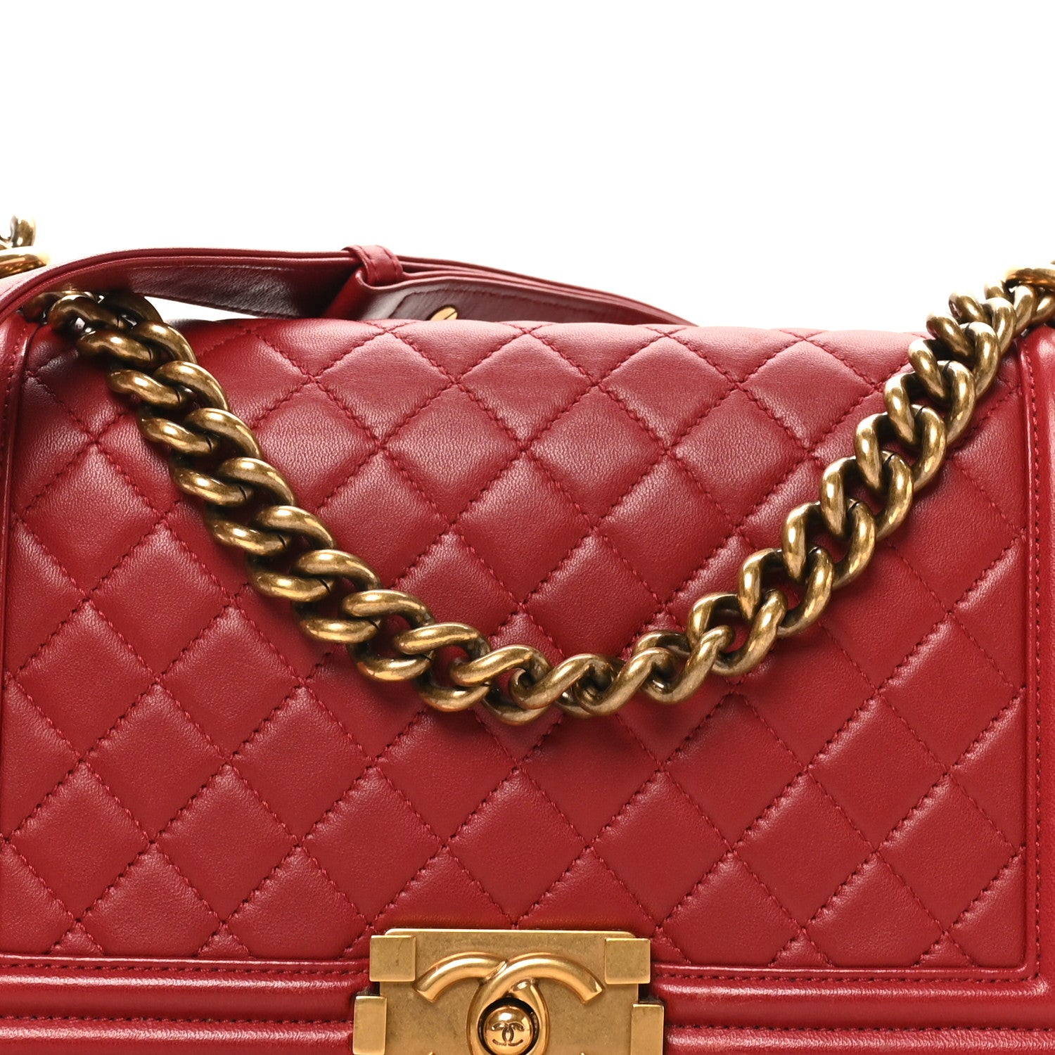 Chanel Lambskin Quilted Medium Boy Flap Dark Red 8 of 10