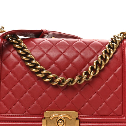 Chanel Lambskin Quilted Medium Boy Flap Dark Red 8 of 10