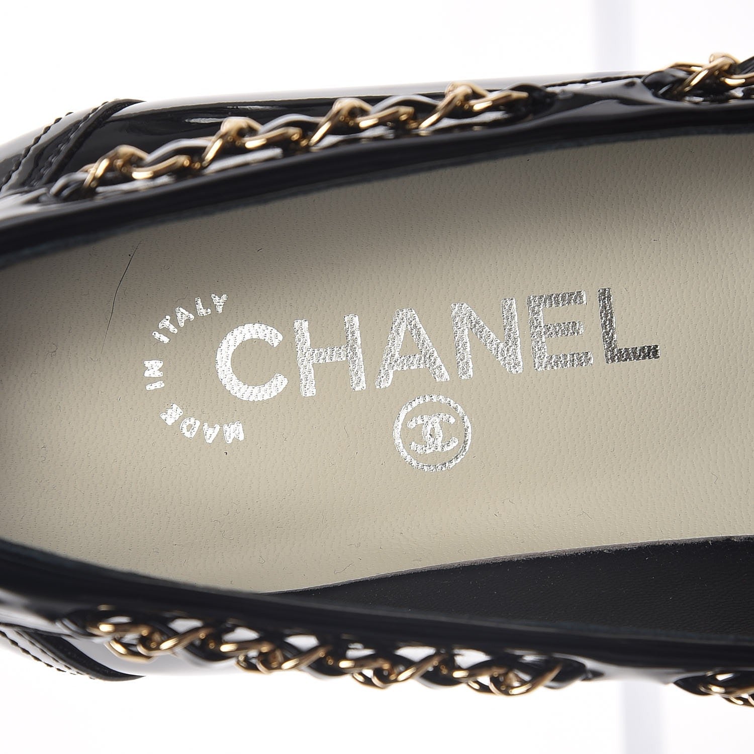Chanel Patent Calfskin CC Chain Mocassin Loafers 41 Black Beige 7 of 9