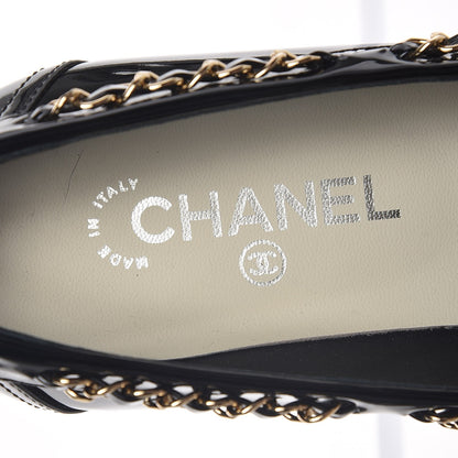 Chanel Patent Calfskin CC Chain Mocassin Loafers 41 Black Beige 7 of 9