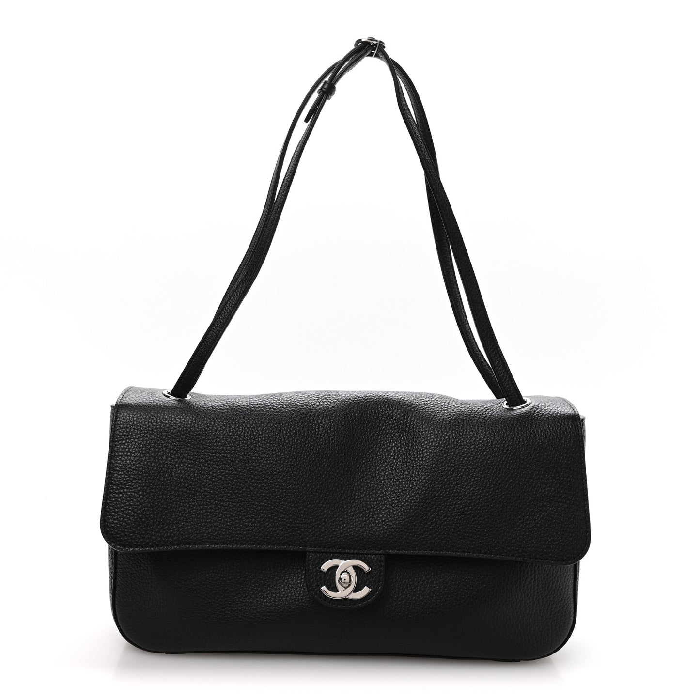 Grained Calfskin Small Souplissimo Maxi Flap Black