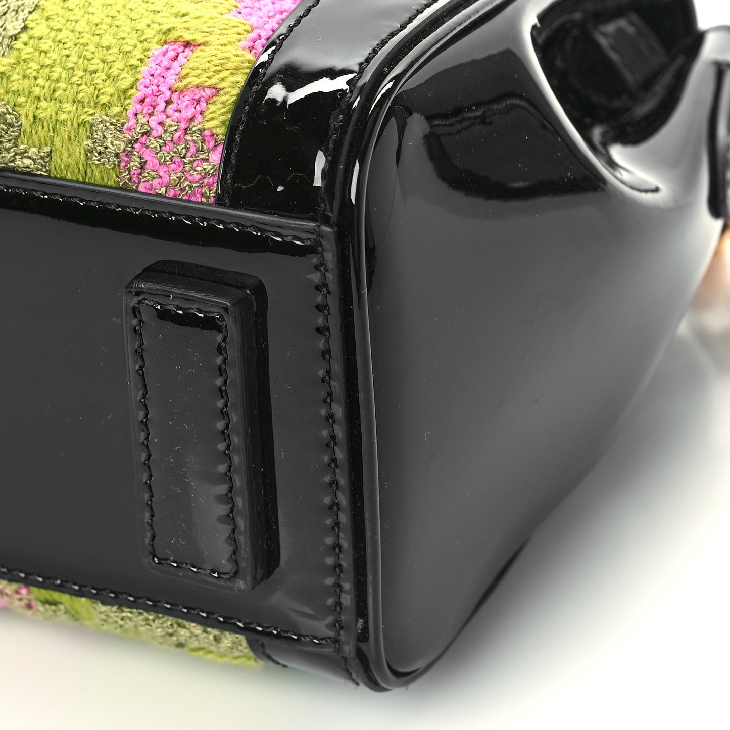 Patent Calfskin Tweed Houndstooth Medusa Small Top Handle Handbag Multicolor