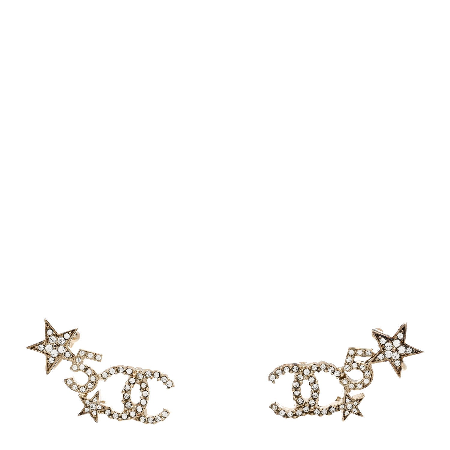 Chanel Crystal Star 5 CC Earrings Gold 1 of 4