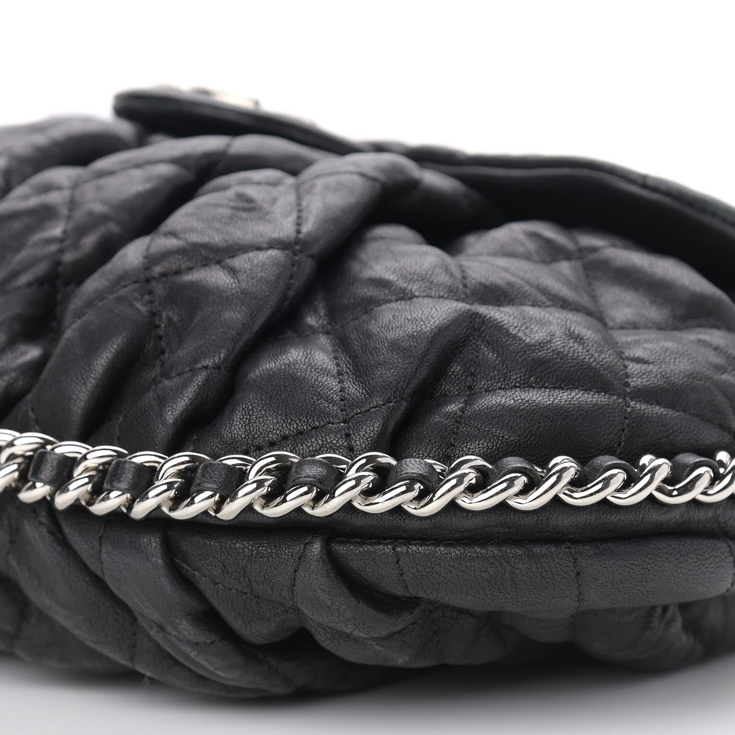 Chanel Washed Lambskin Quilted Chain Around Messenger Black 10 of 10