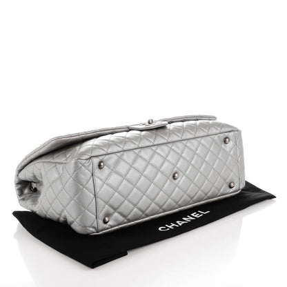 Chanel Calfskin XXL Travel Flap Bag Silver 4 of 7