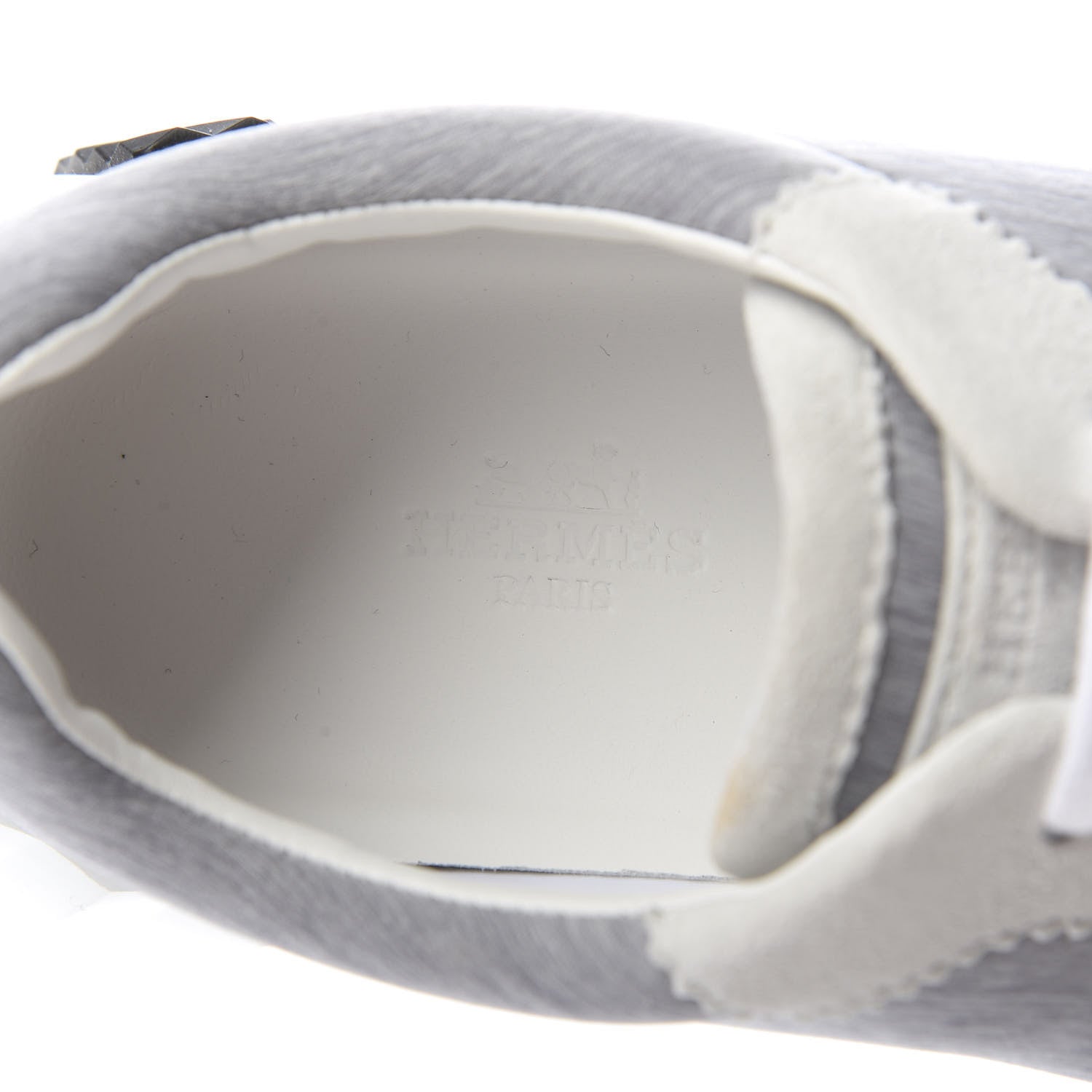 Hermes Technical Canvas Suede Goatskin Bouncing Sneakers 37 Gris White 7 of 9