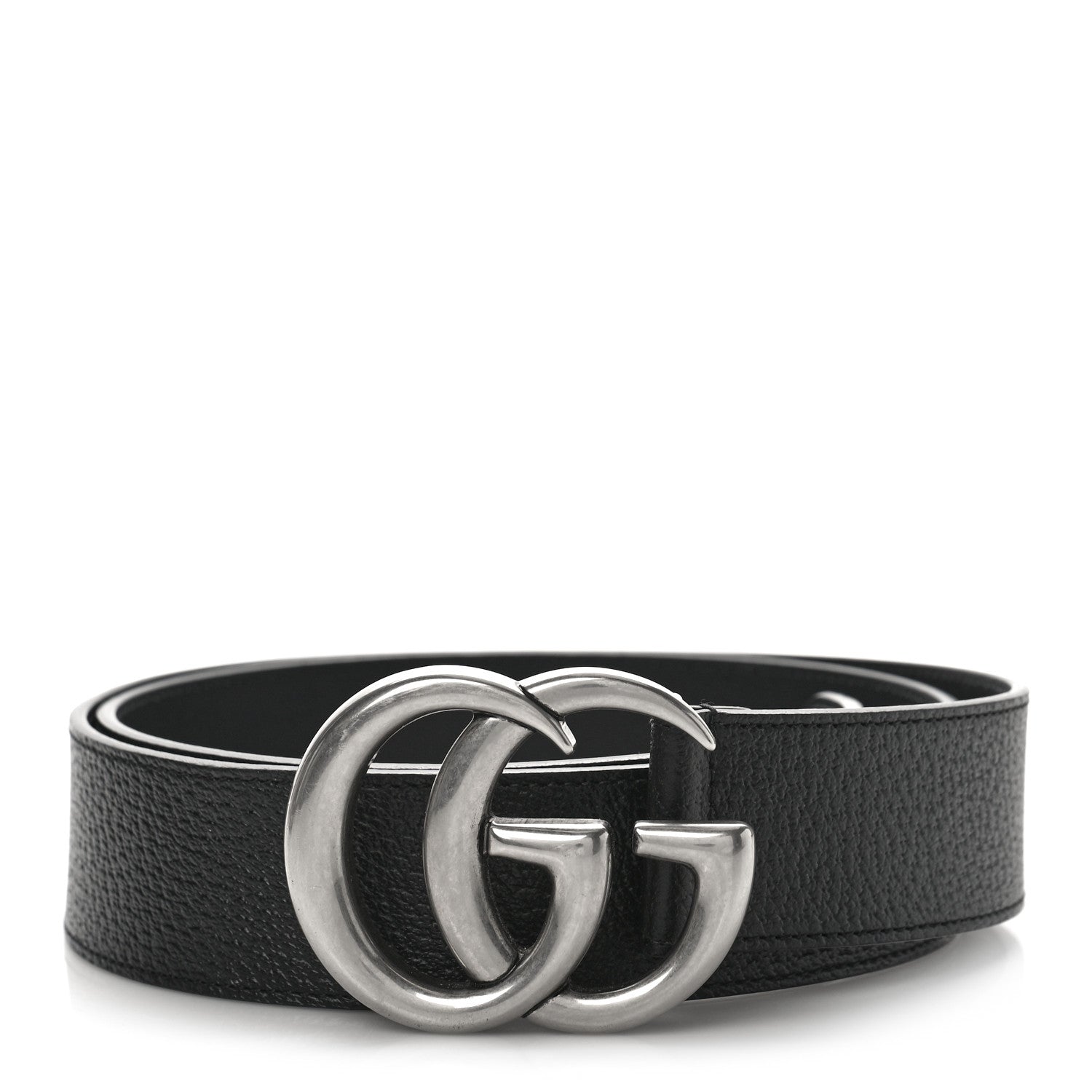 Gucci Textured Dollar Calfskin Nickel Double G 40mm Belt 100 40 Black 1 of 5