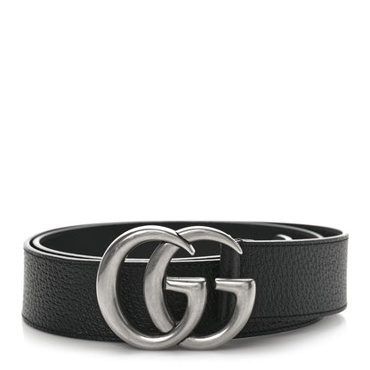 Gucci Textured Dollar Calfskin Nickel Double G 40mm Belt 100 40 Black 1 of 5