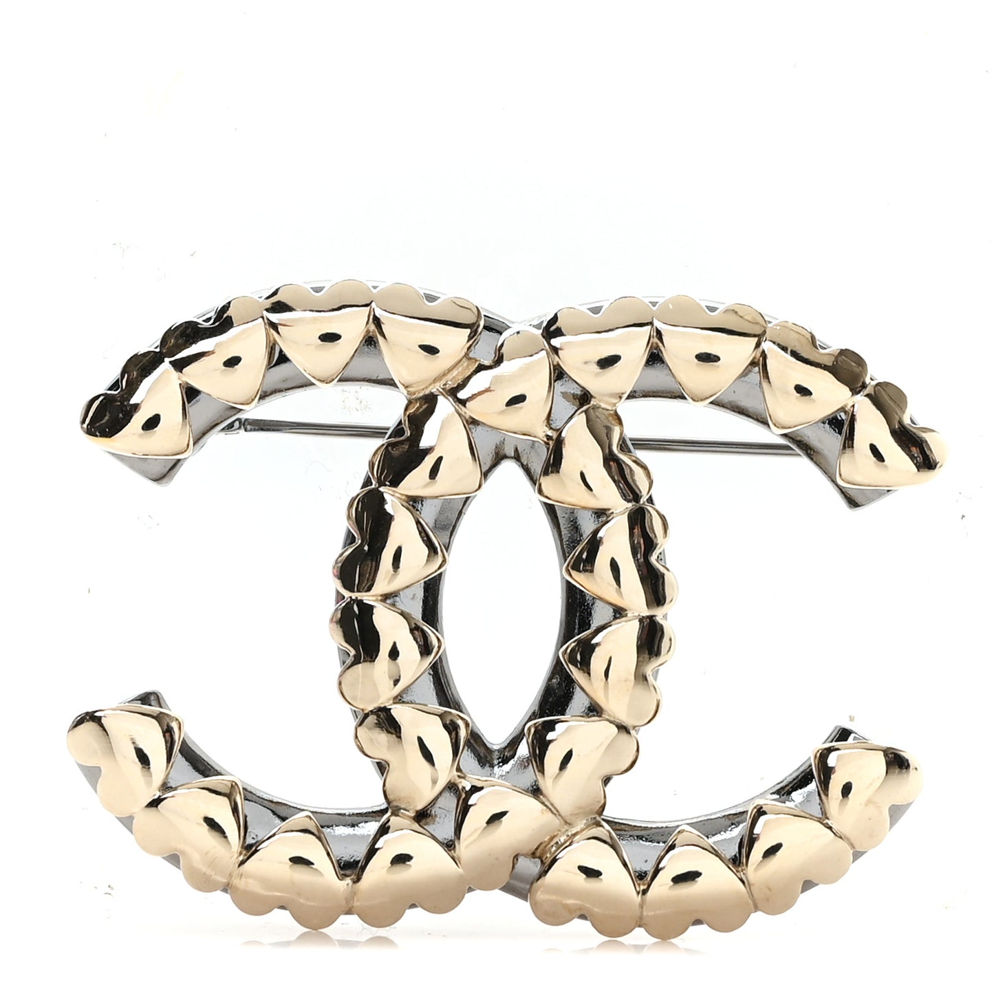 Metal CC Heart Brooch Gold Silver