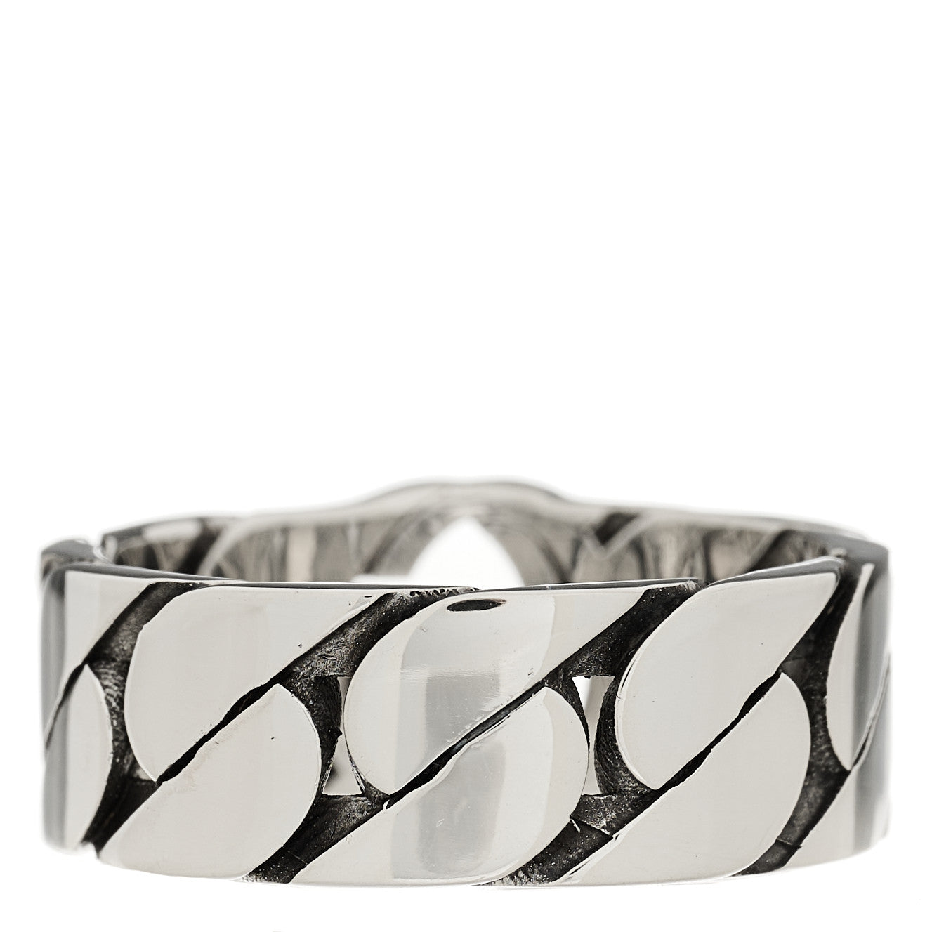 Gucci Sterling Silver Interlocking G Chainlink Wide Band Ring 59 8.75 3 of 6