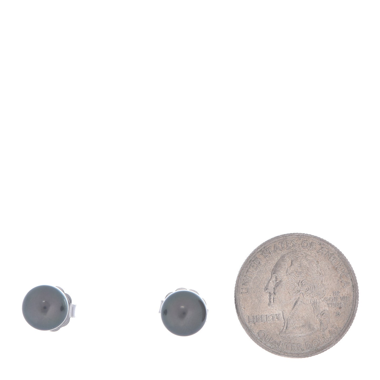 18K White Gold Black South Sea Pearl 9mm Stud Earrings