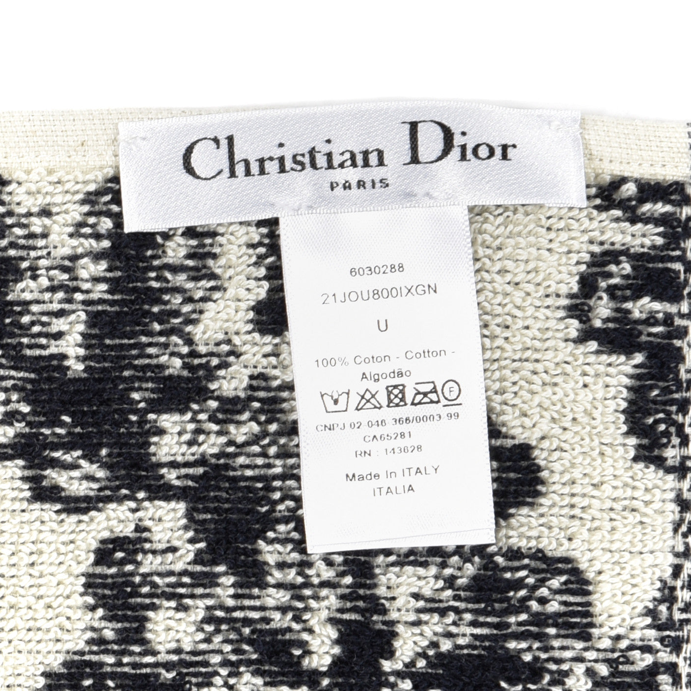 Cotton Toile De Jouy Reverse Towel Blue Ivory
