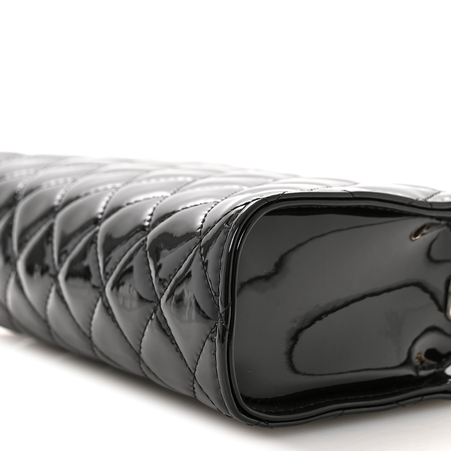 Chanel Patent Calfskin Quilted Pearl Clutch With Chain Black 10 of 11