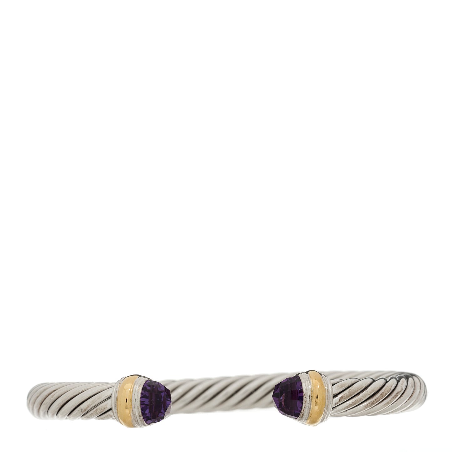 Sterling Silver 14K Yellow Gold Amethyst 7mm Cable Classics Bracelet