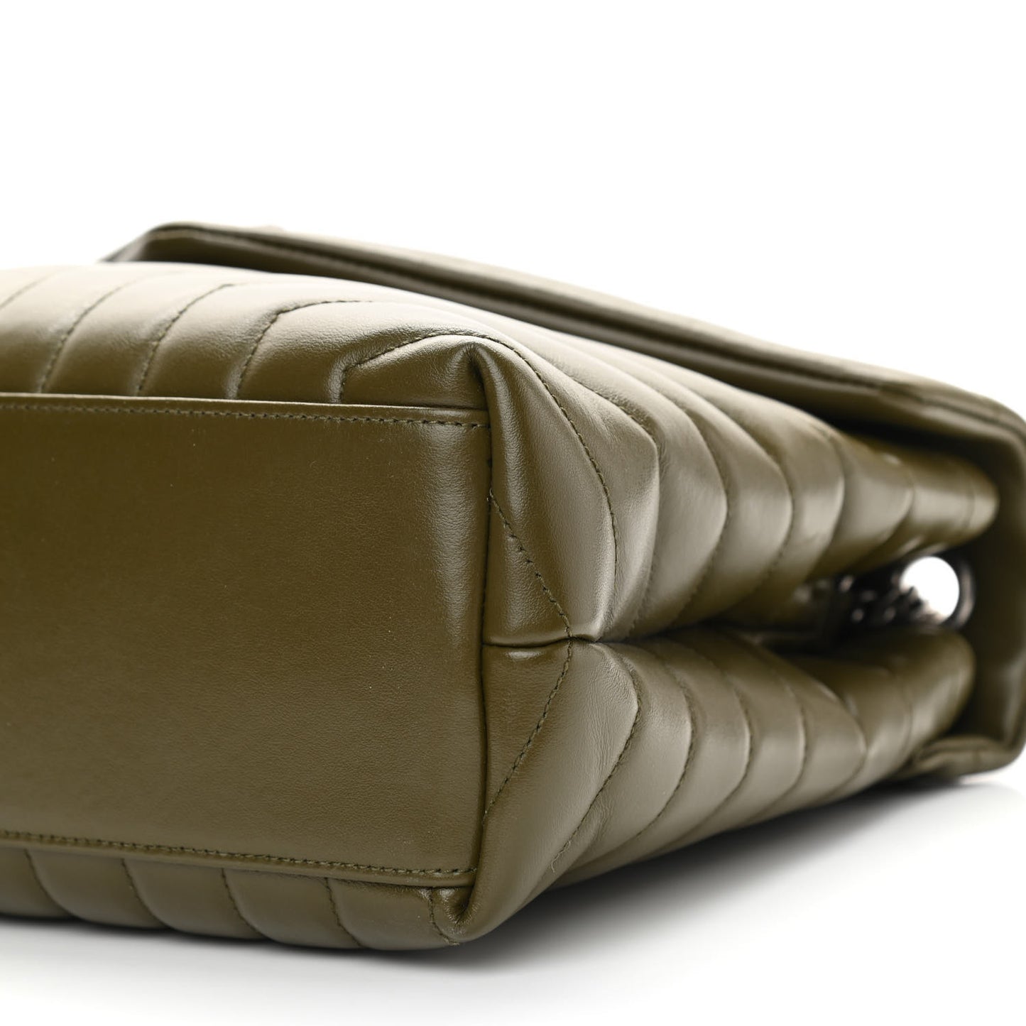 Calfskin Y Quilted Monogram Medium Loulou Chain Satchel Military Olive