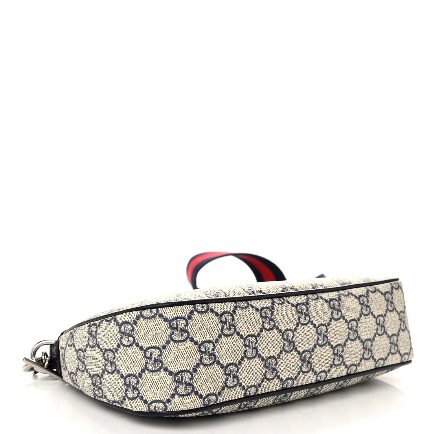 Gucci GG Supreme Monogram Textured Dollar Calfskin Web Small Ophidia GG Handbag Beige Blue 4 of 10