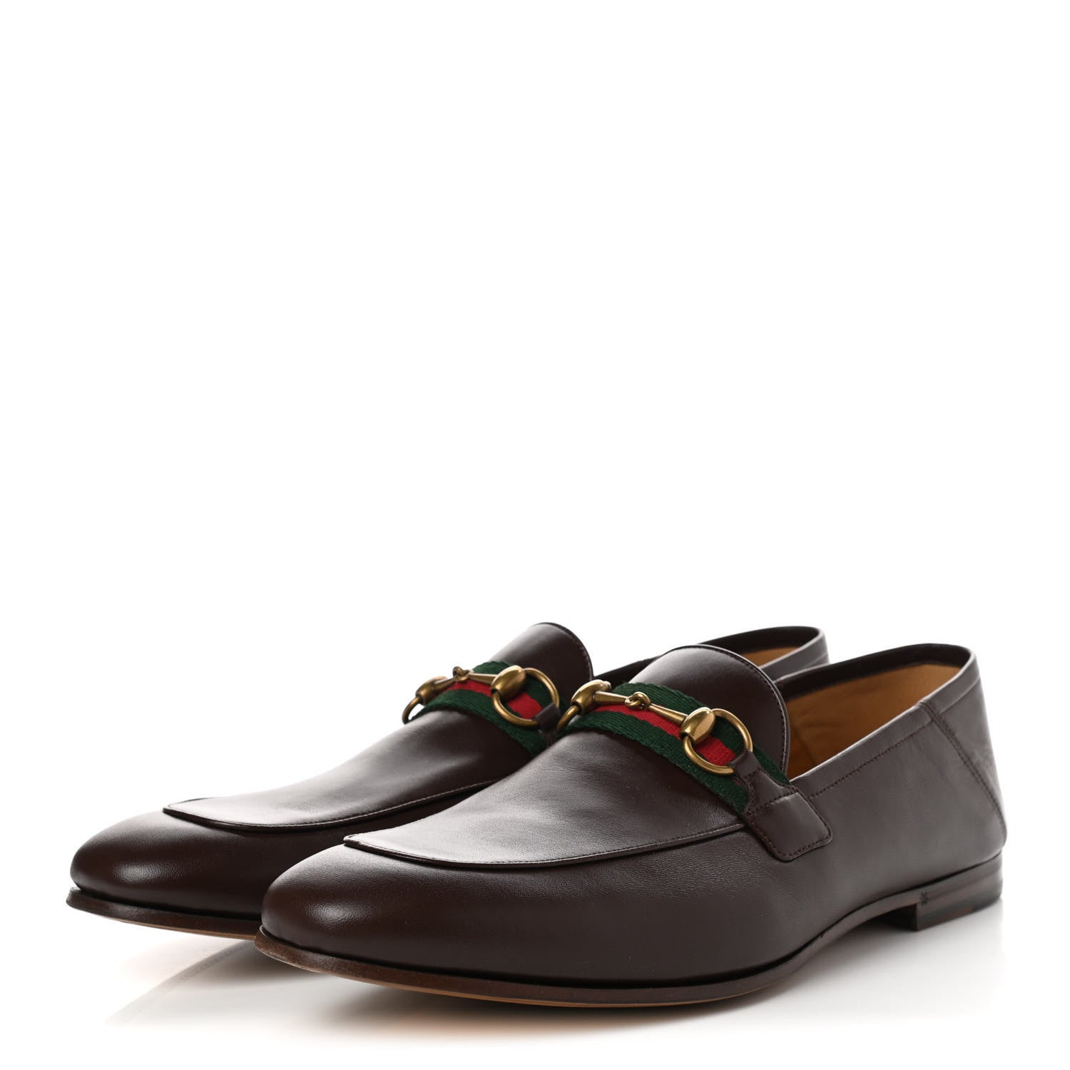 Gucci Lambskin Web Mens Horsebit Loafers 11.5 Brown 3 of 8