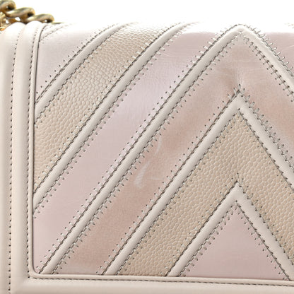 Chanel Caviar Suede Calfskin Chevron Medium Boy Flap Beige 10 of 10