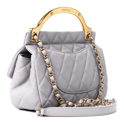 Chanel Calfskin Quilted Small Lady Handle Clutch With Chain Grey 3 of 13