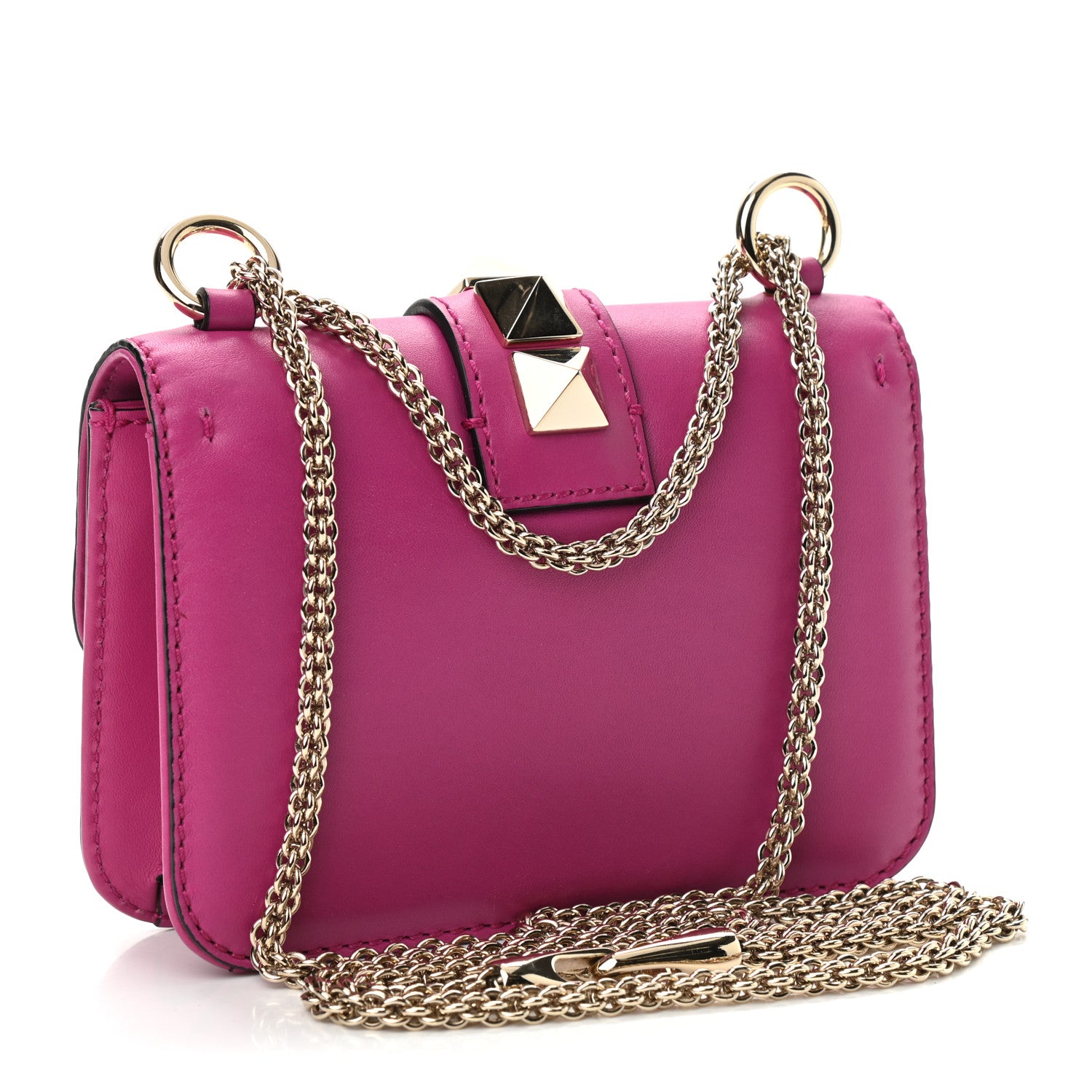 Valentino Garavani Vitello Mini Glam Lock Rockstud Flap Fuxia 3 of 9