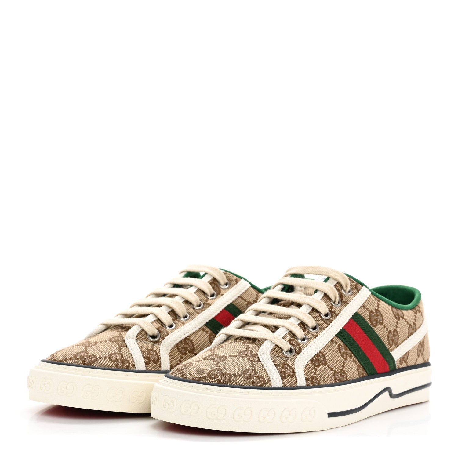 Gucci GG Monogram Web Womens 1977 Tennis Sneakers 39 Beige Ebony Mystic White 4 of 10