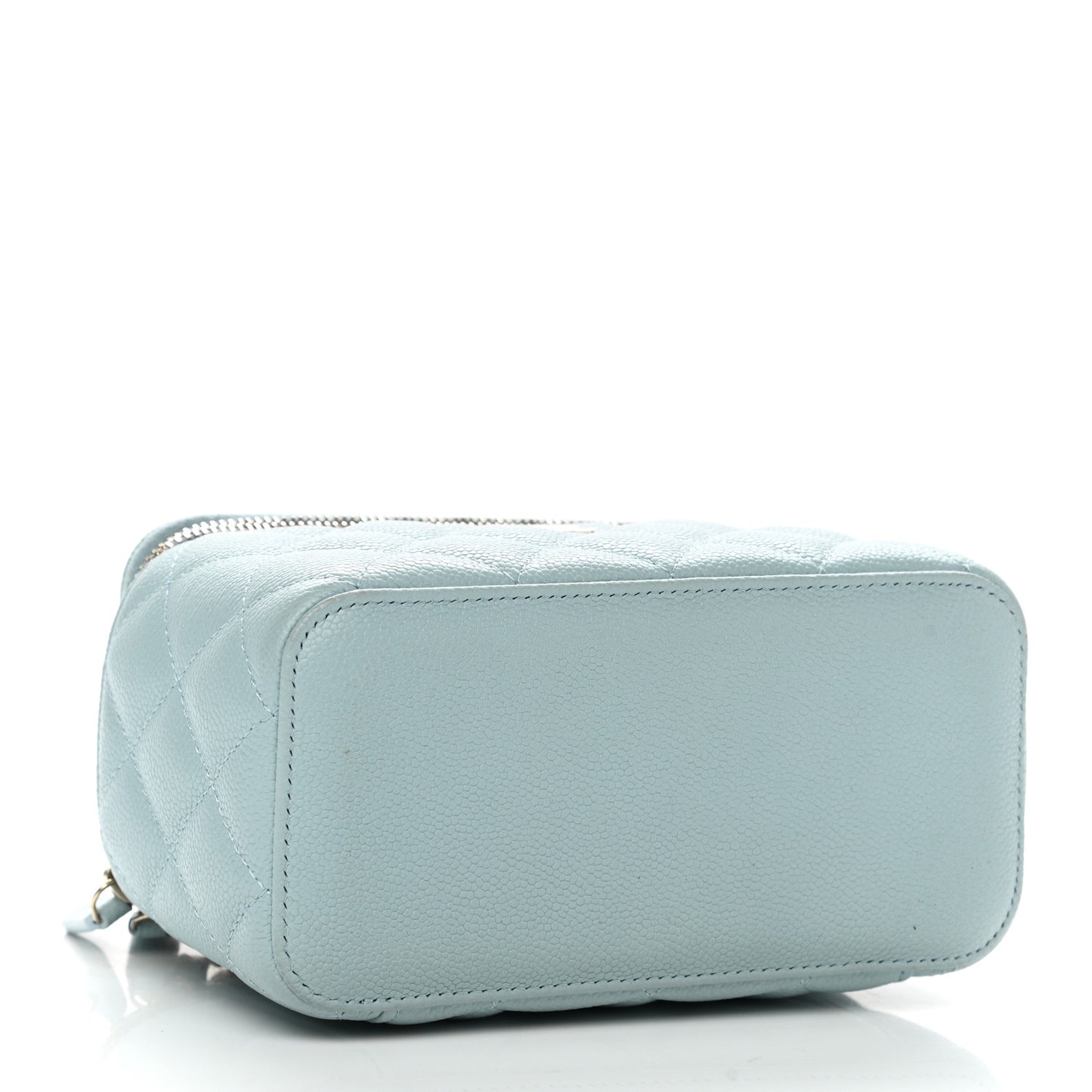 Caviar Quilted Small Tiny CC Vanity Case With Chain Light Blue