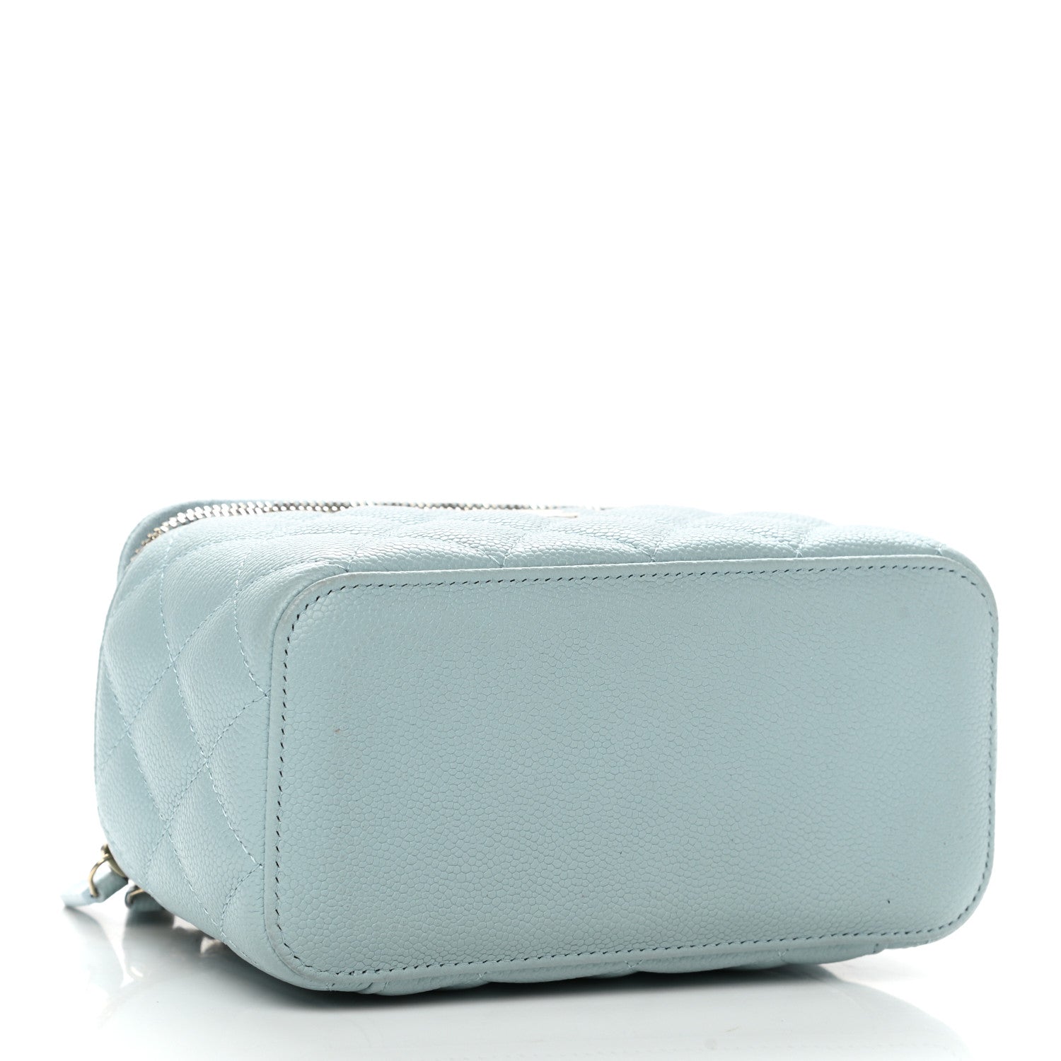 Chanel Caviar Quilted Small Tiny CC Vanity Case With Chain Light Blue 4 of 12