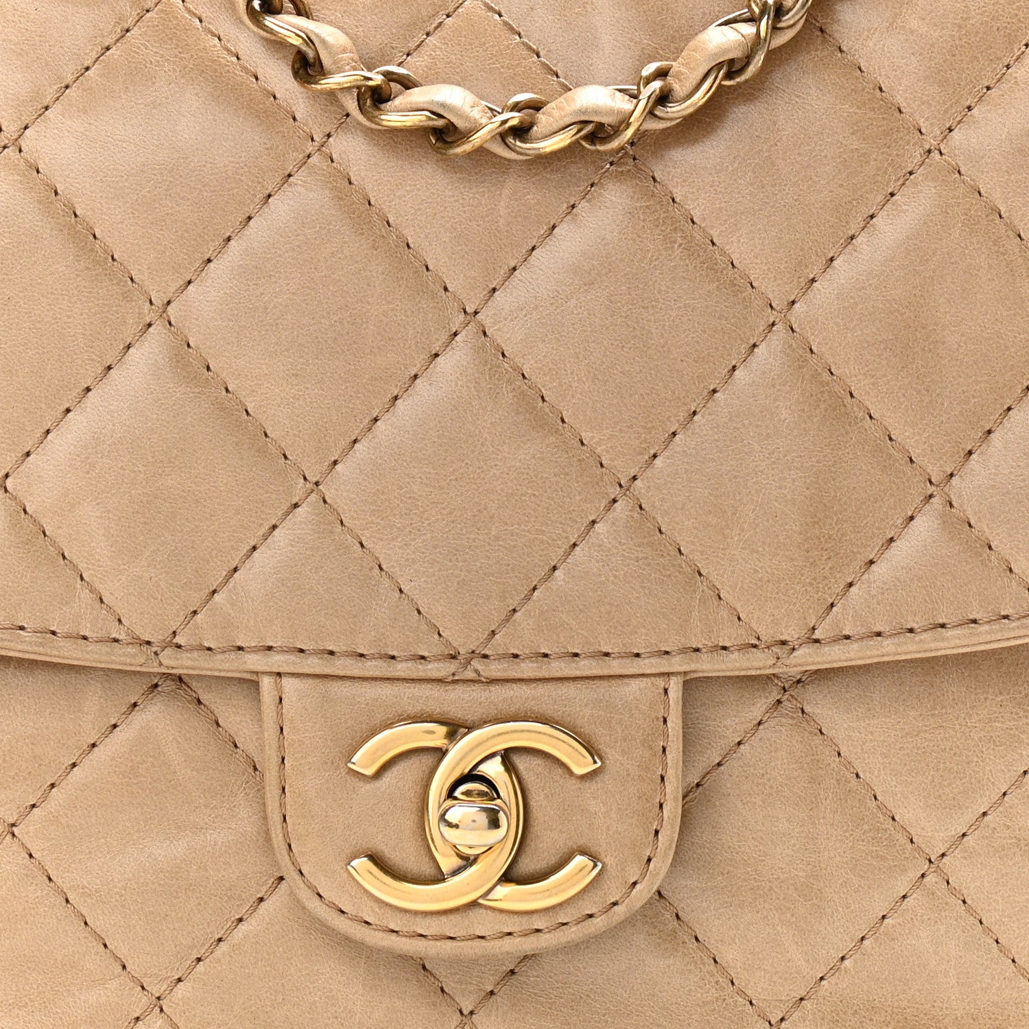 Chanel Glazed Calfskin Quilted Medium Bubble CC Flap Beige 8 of 12