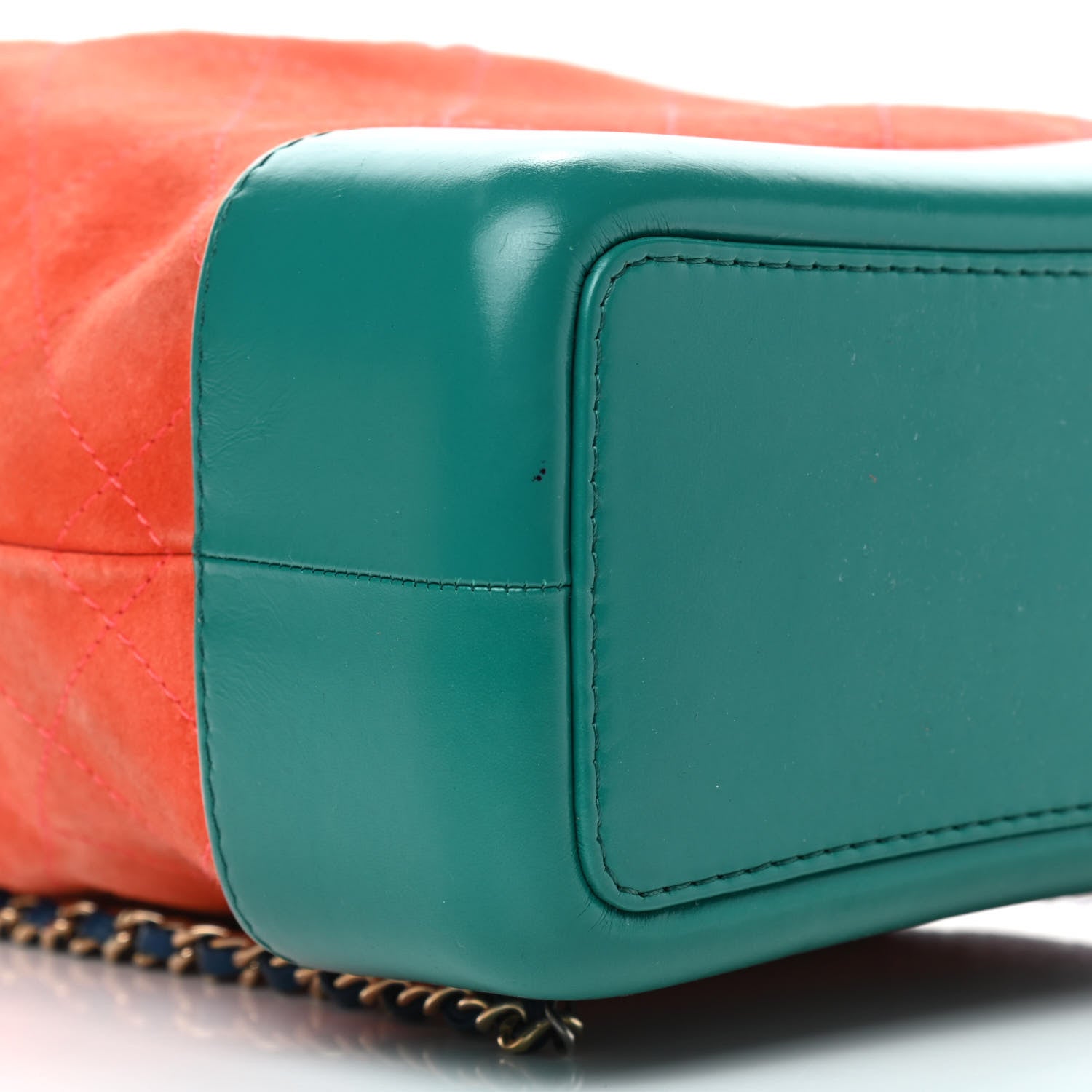 Chanel Suede Calfskin Quilted Small Gabrielle Backpack Orange Green 11 of 12