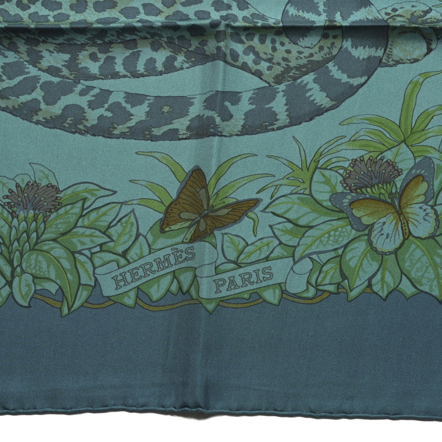 Silk Dip Dye Jungle Love Scarf 90 Menthol Canard Ocre