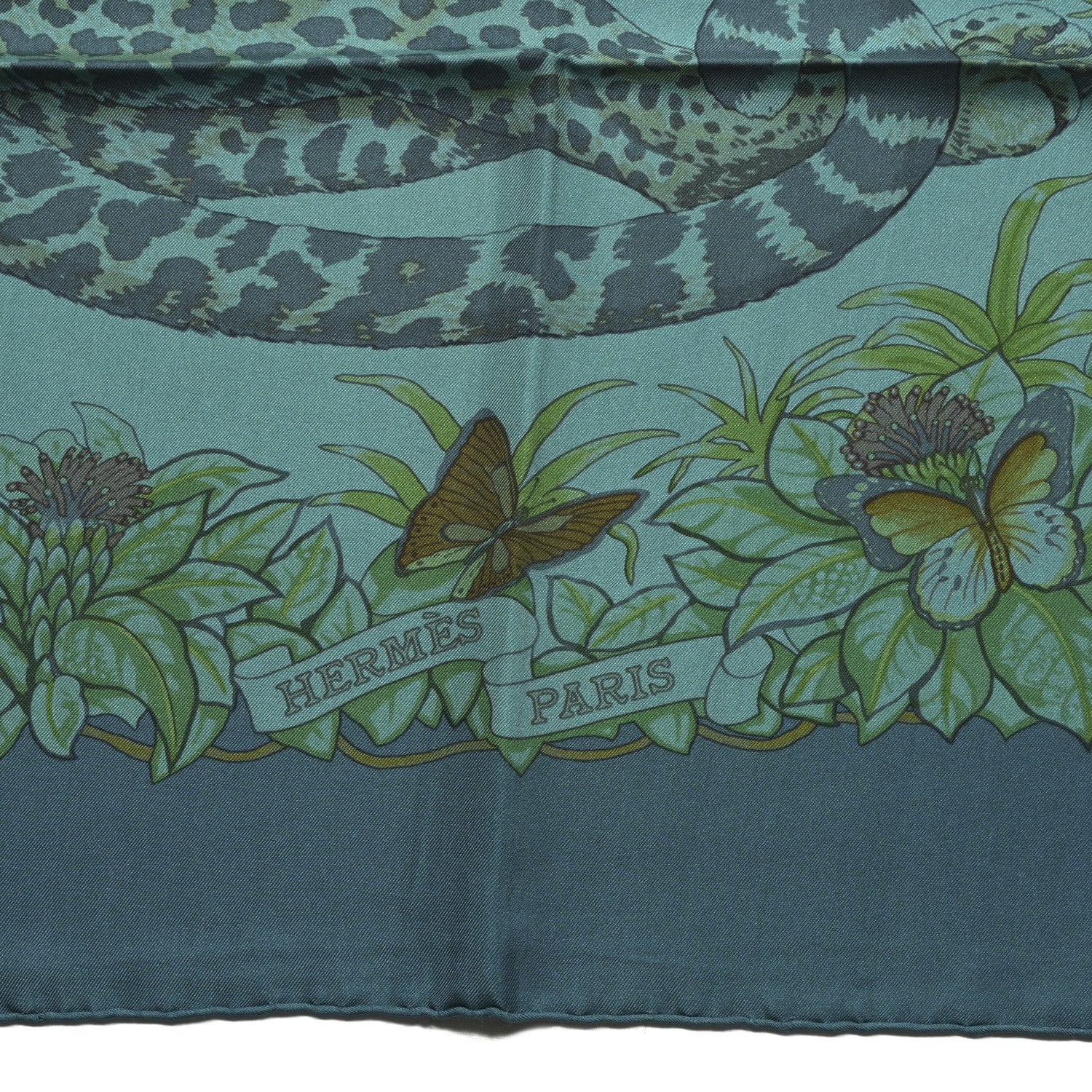 Hermes Silk Dip Dye Jungle Love Scarf 90 Menthol Canard Ocre 2 of 5