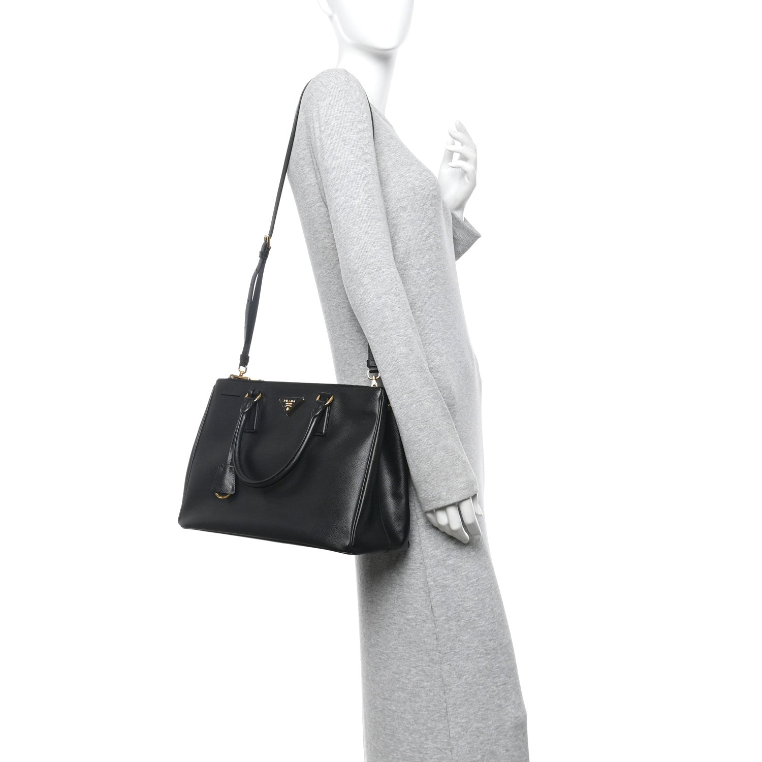 Prada Saffiano Lux Medium Galleria Double Zip Tote Black 1803689