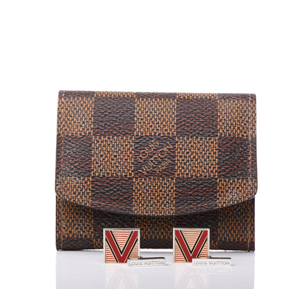 Louis Vuitton Sterling Silver Cufflinks and Damier Ebene Case 6 of 6
